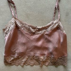 Vintage pink brandy Melville silk lace trimmed cami